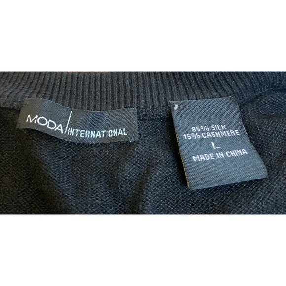 Moda International Black Silk & Cashmere Sweater L - Picture 4 of 6